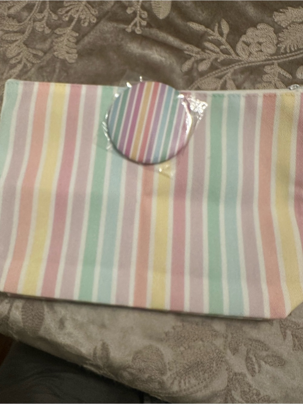 Pastel Rainbow Striped Cosmetic Pouch